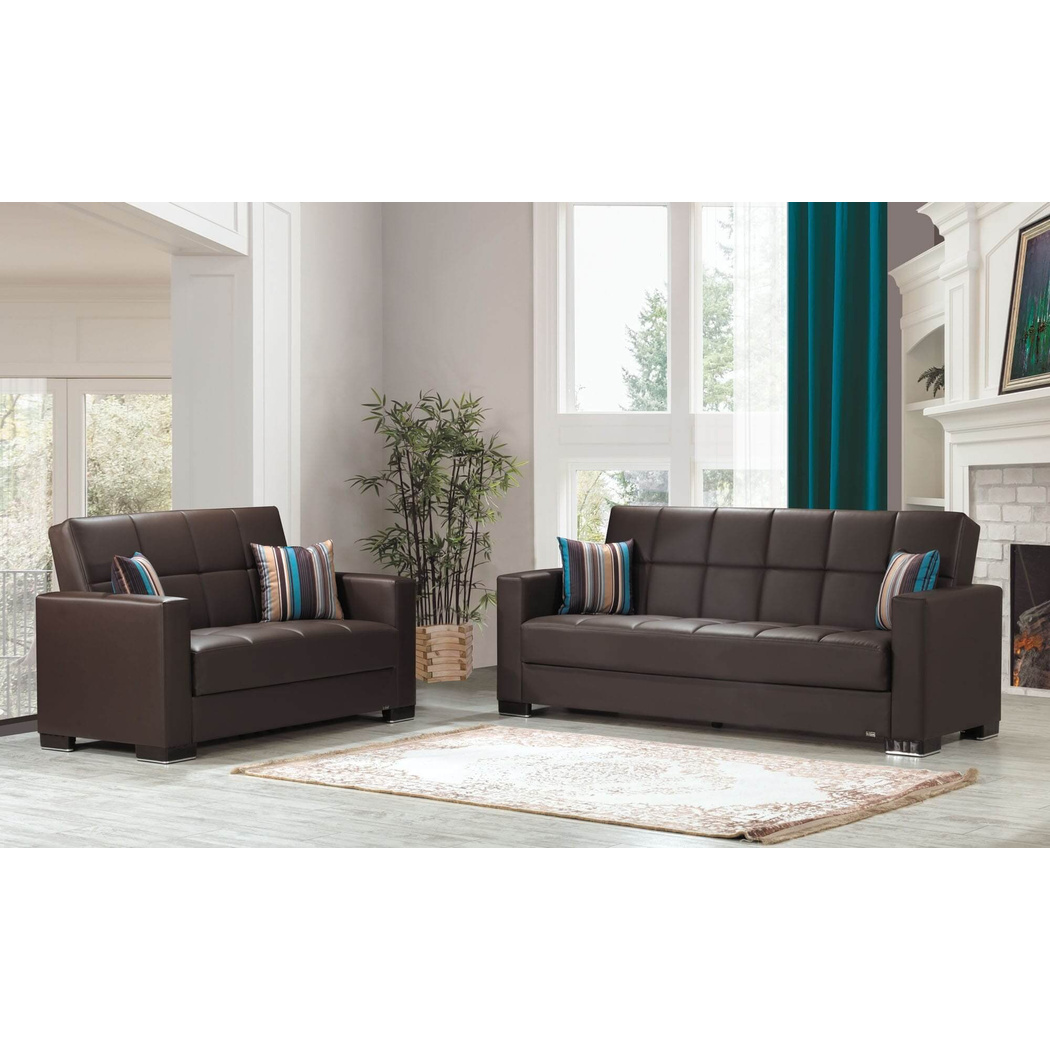 Armada PU Convertible Loveseat, Brown by Casamode