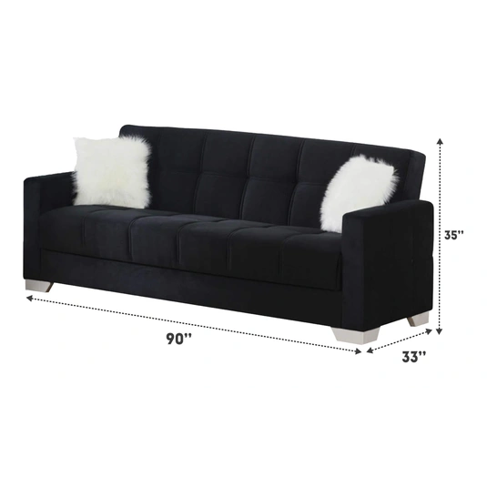 Ontario Fabric Storage Sleeper Living Room Set, Black by Empire