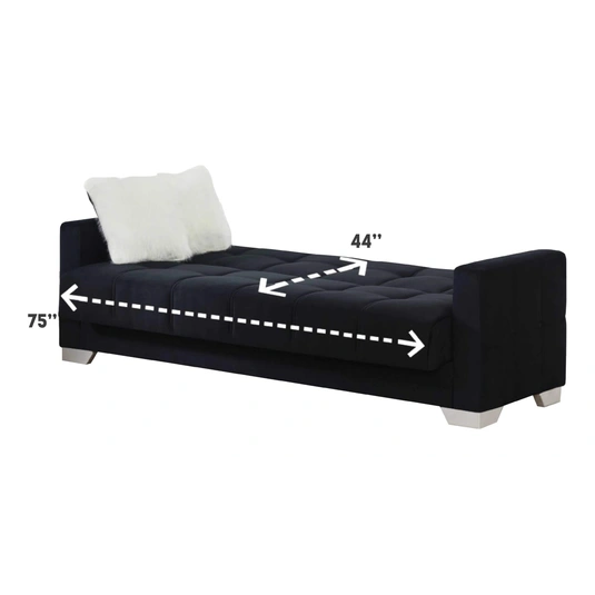 Ontario Fabric Storage Sleeper Living Room Set, Black by Empire