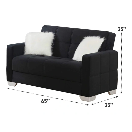 Ontario Fabric Storage Sleeper Living Room Set, Black by Empire