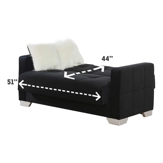 Ontario Fabric Storage Sleeper Living Room Set, Black by Empire