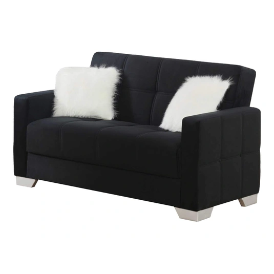 Ontario Fabric Storage Sleeper Living Room Set, Black by Empire