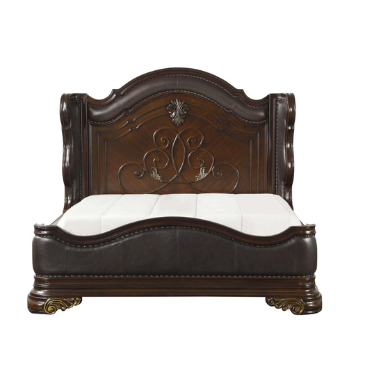 Royal Highlands Vinyl Panel Bedroom Set, Rich Cherry by Homelegance