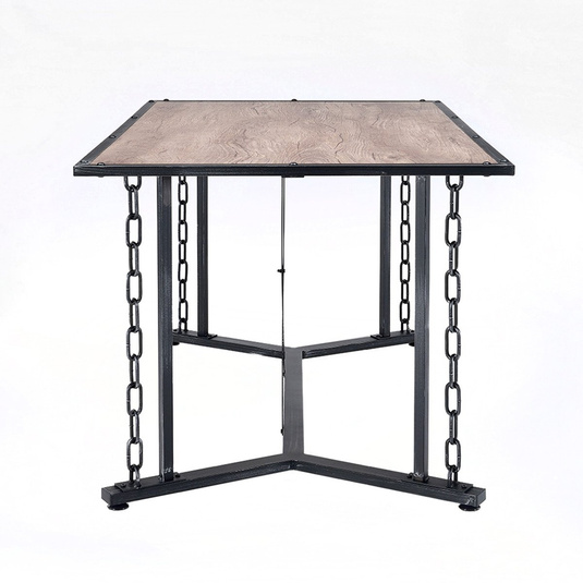 Jodie Wood/Metal Rectangular Dining Table, Rustic Oak/Antique Black